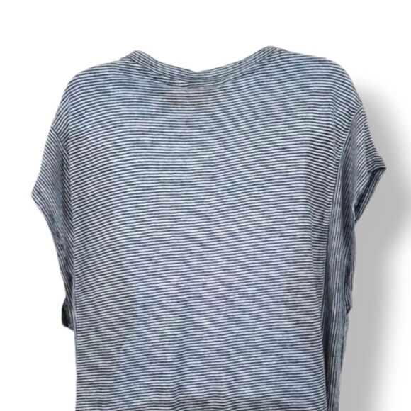 Christian Siriano 100% Linen Striped Oversized Top in Navy Blue Size XL - Picture 4 of 12